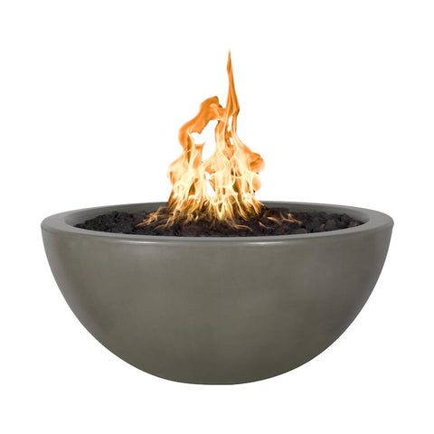 Luna 30 Inch Match Light Round GFRC Concrete Propane Fire Pit in Ash By The Outdoor Plus