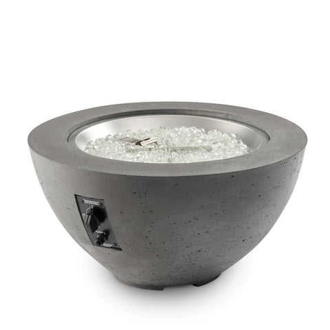 Cove 29 Inch Round GFRC Concrete Propane Fire Bowl in Midnight Mist By The Outdoor GreatRoom Company