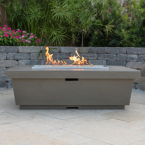 Contempo 52 Inch Rectangular GFRC Concrete Natural Gas Fire Pit Table in Smoke By American Fyre Designs