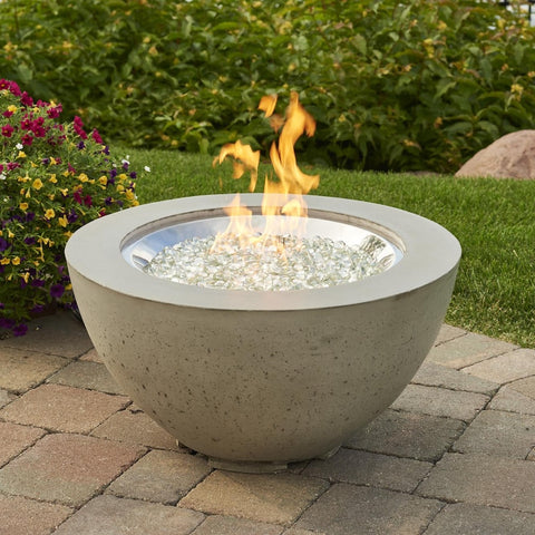 Cove 29 Inch Round GFRC Concrete Natural Gas (Ships As Propane With Conversion Fittings) Fire Bowl in Natural Gray By The Outdoor GreatRoom Company