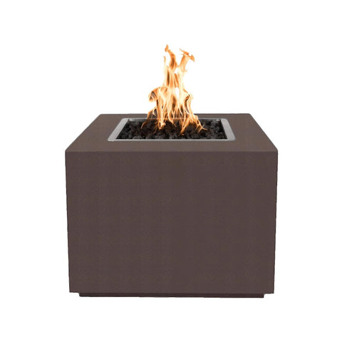 Forma 30 Inch Match Light Square Powder Coated Steel Propane Fire Pit in Copper By The Outdoor Plus
