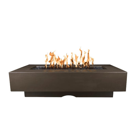Del Mar 48 Inch Match Light Rectangular GFRC Concrete Propane Fire Pit in Chocolate By The Outdoor Plus