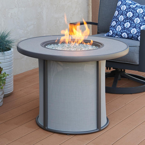 Stonefire 32 Inch Round Cast Aluminum Propane Fire Pit Table in Gray By The Outdoor GreatRoom Company