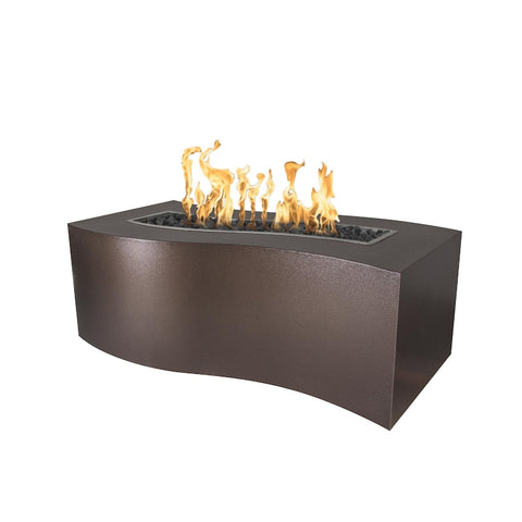 Billow 60 Inch Match Light Rectangular Powder Coated Steel Propane Fire Pit in Copper By The Outdoor Plus