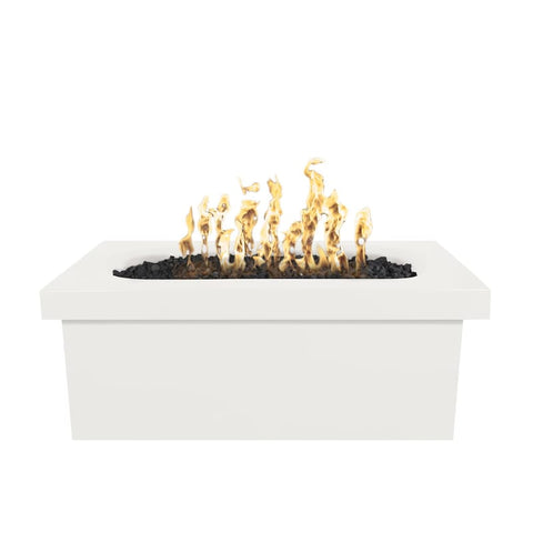 Ramona 60 Inch Match Light Rectangular GFRC Concrete Propane Fire Pit Table in Limestone By The Outdoor Plus