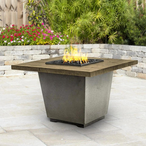 Cosmopolitan 36 Inch Square GFRC Concrete Propane Fire Pit Table in Black By American Fyre Designs