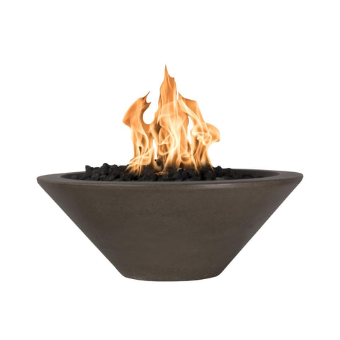 Cazo 24 Inch Match Light Round GFRC Concrete Natural Gas Fire Bowl in Chocolate By The Outdoor Plus