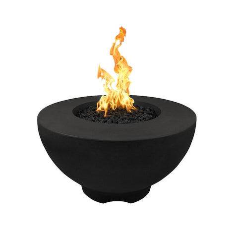 Sienna 37 Inch Match Light Round GFRC Concrete Natural Gas Fire Pit in Black By The Outdoor Plus