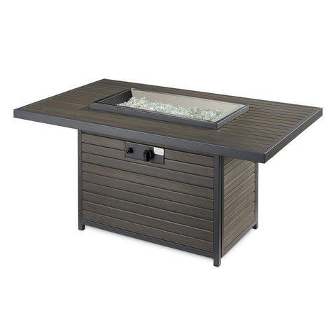 Brooks 50 Inch Rectangular Polyresin Natural Gas Fire Pit Table in Gray By The Outdoor GreatRoom Company
