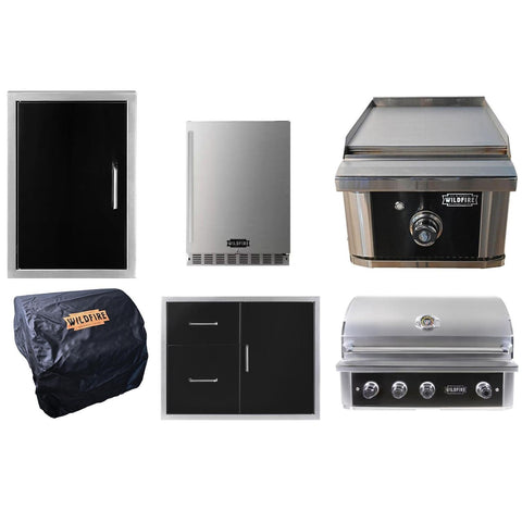 Wildfire 36-In Grill Outdoor Kitchen Package w/15-In Side Griddle and 24-In Outdoor Rated Refrigerator - WF-PRO36G-RH-NG
