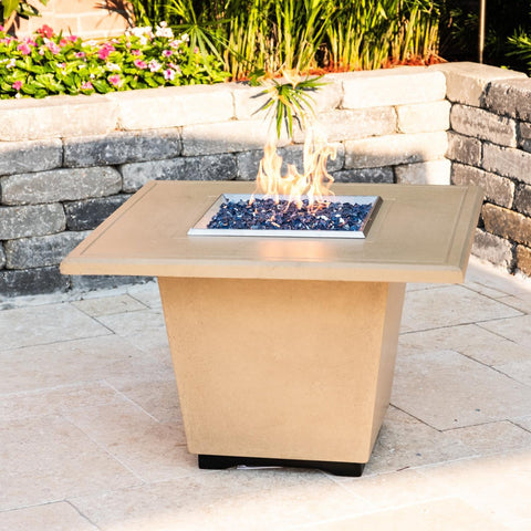 Cosmopolitan 36 Inch Square GFRC Concrete Natural Gas Fire Pit Table in Cafe Blanco By American Fyre Designs