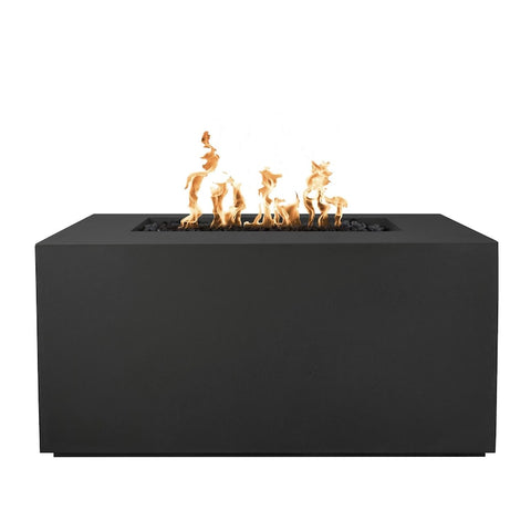 Pismo 48 Inch Match Light Rectangular GFRC Concrete Propane Fire Pit in Black By The Outdoor Plus