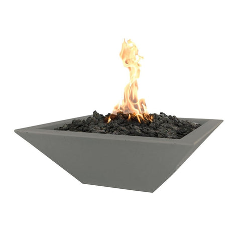 Maya 24 Inch Match Light Square GFRC Concrete Propane Fire Bowl in Ash By The Outdoor Plus