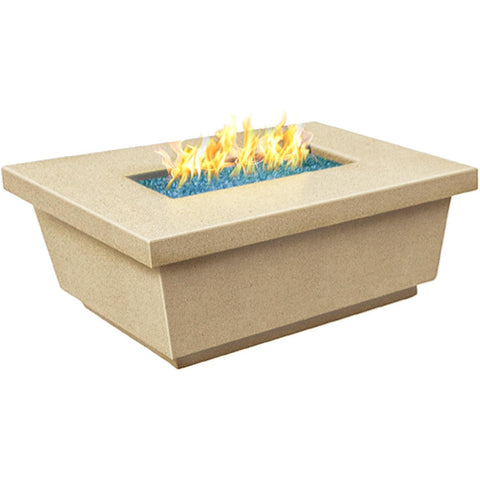 Contempo 52 Inch Rectangular GFRC Concrete Propane Fire Pit Table in Cafe Blanco By American Fyre Designs