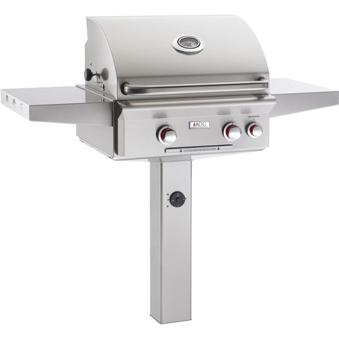 American Outdoor Grill T-Series 24-Inch 2-Burner Natural Gas Grill On In-Ground Post With Rotisserie - 24NGT