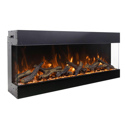 Amantii Tru View Bespoke 85-Inch Built-In Indoor/Outdoor WiFi Enabled, Bluetooth Capable Three Sided Electric Fireplace W/ 20-Inch Tall Glass Viewing - TRV-85-BESPOKE
