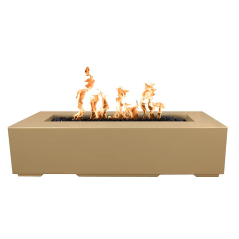 Regal 48 Inch Match Light Rectangular GFRC Concrete Propane Fire Pit in Brown By The Outdoor Plus