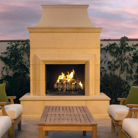 American Fyre Designs Cordova 74-Inch Outdoor Natural Gas Fireplace - Cafe Blanco