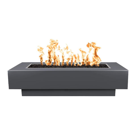 Coronado 48 Inch Match Light Rectangular Powder Coated Steel Propane Fire Pit in Gray By The Outdoor Plus