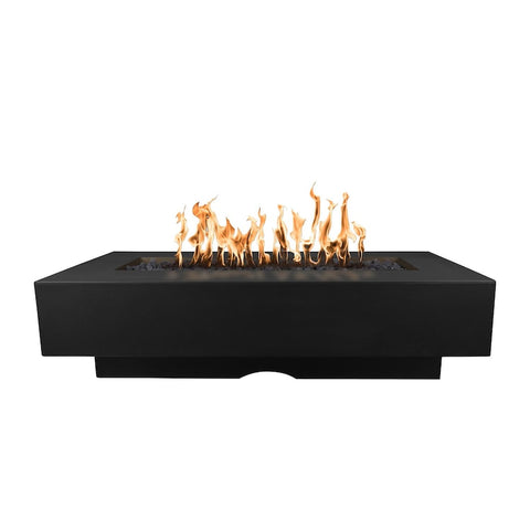 Del Mar 48 Inch Match Light Rectangular GFRC Concrete Propane Fire Pit in Black By The Outdoor Plus