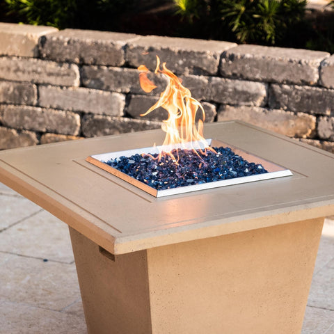 Cosmopolitan 36 Inch Square GFRC Concrete Natural Gas Fire Pit Table in Cafe Blanco By American Fyre Designs