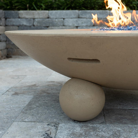 Versailles 54 Inch Round GFRC Concrete Natural Gas Fire Pit Table in Cafe Blanco By American Fyre Designs