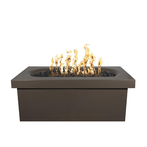Ramona 60 Inch Match Light Rectangular GFRC Concrete Propane Fire Pit Table in Chocolate By The Outdoor Plus