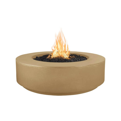 Florence 42 Inch Match Light Round GFRC Concrete Propane Fire Pit in Brown By The Outdoor Plus