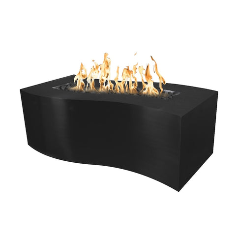 Billow 60 Inch Match Light Rectangular Powder Coated Steel Propane Fire Pit in Black By The Outdoor Plus