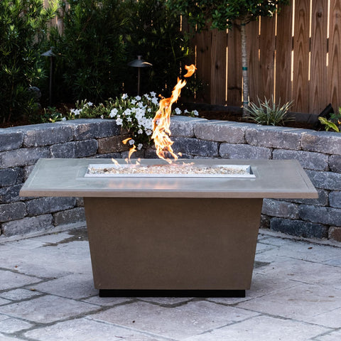 Cosmopolitan 54 Inch Rectangular GFRC Concrete Propane Fire Pit Table in Smoke By American Fyre Designs