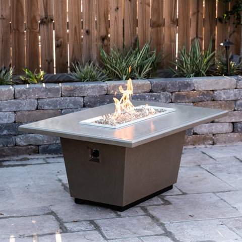 Cosmopolitan 54 Inch Rectangular GFRC Concrete Propane Fire Pit Table in Smoke By American Fyre Designs