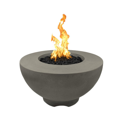Sienna 37 Inch Match Light Round GFRC Concrete Propane Fire Pit in Ash By The Outdoor Plus