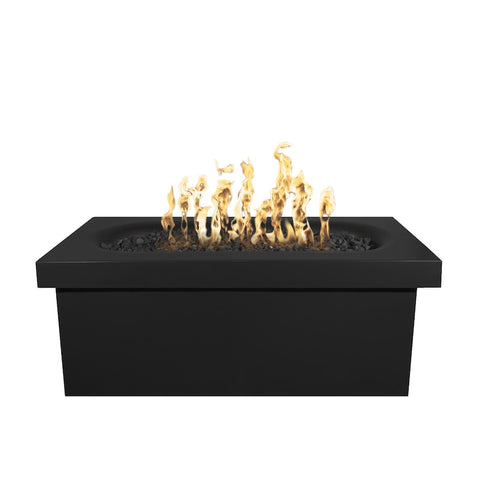 Ramona 60 Inch Match Light Rectangular GFRC Concrete Propane Fire Pit Table in Black By The Outdoor Plus