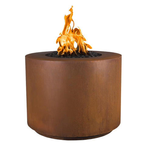 Beverly 30 Inch Match Light Round Corten Steel Propane Fire Pit in Copper By The Outdoor Plus