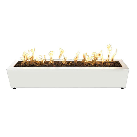 Eaves 60 Inch Match Light Rectangular Powder Coated Steel Propane Fire Pit in White By The Outdoor Plus