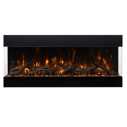 Amantii Tru View Bespoke 55-Inch Built-In Indoor/Outdoor WiFi Enabled, Bluetooth Capable Three Sided Electric Fireplace W/ 20-Inch Tall Glass Viewing - TRV-55-BESPOKE