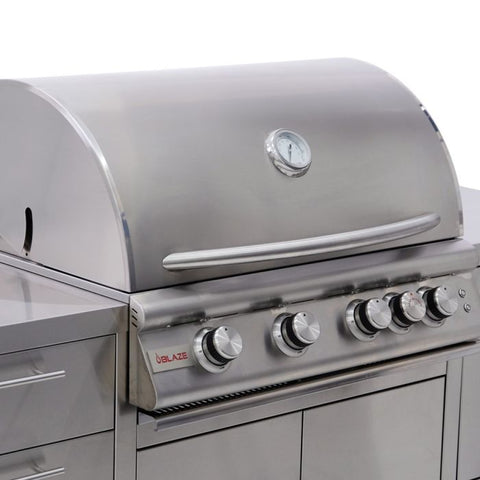 Blaze Freestanding Gas Grill with Lights on Island, 32-Inch