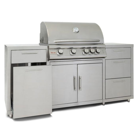 Blaze 32-Inch Freestanding Gas Grill with Lights on Island