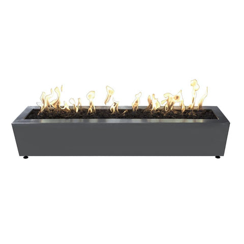 Eaves 60 Inch Match Light Rectangular Powder Coated Steel Propane Fire Pit in Gray By The Outdoor Plus