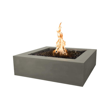 Quad 36 Inch Match Light Square GFRC Concrete Natural Gas Fire Pit in Ash By The Outdoor Plus