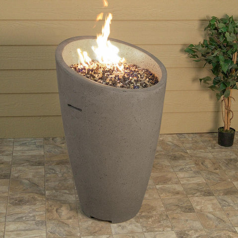 Eclipse 23 Inch Round GFRC Concrete Propane Fire Urn in Smoke By American Fyre Designs