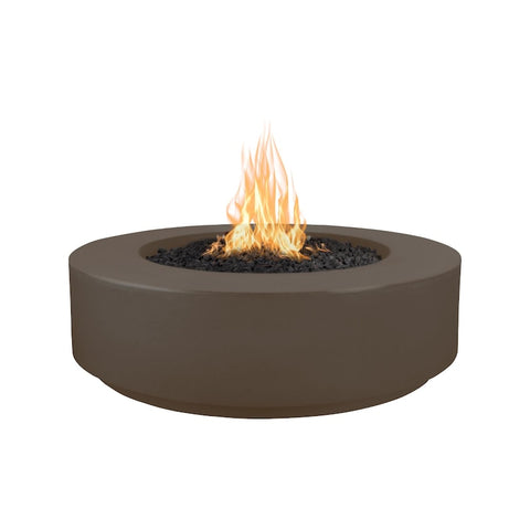 Florence 42 Inch Match Light Round GFRC Concrete Propane Fire Pit in Chocolate By The Outdoor Plus
