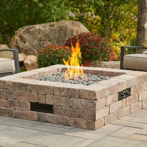 Bronson 51 Inch Square Concrete Natural Gas (Ships As Propane With Conversion Fittings) Fire Pit in Brown By The Outdoor GreatRoom Company