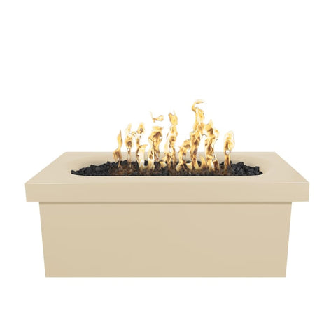 Ramona 60 Inch Match Light Rectangular GFRC Concrete Propane Fire Pit Table in Vanilla By The Outdoor Plus