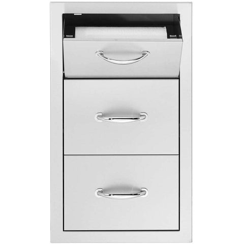 Summerset 15-Inch Stainless Steel Flush Mount Double Access Drawer With Paper Towel Holder - SSTDC-17