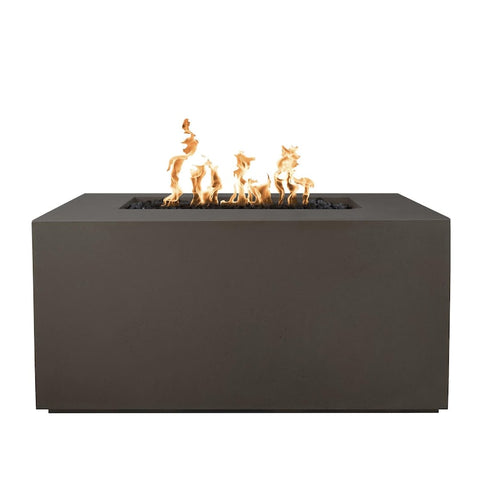 Pismo 48 Inch Match Light Rectangular GFRC Concrete Propane Fire Pit in Chocolate By The Outdoor Plus