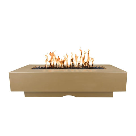 Del Mar 48 Inch Match Light Rectangular GFRC Concrete Propane Fire Pit in Brown By The Outdoor Plus
