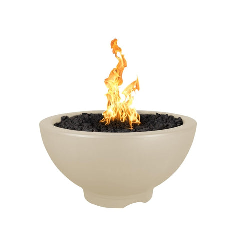 Sonoma 38 Inch Match Light Round GFRC Concrete Propane Fire Pit in Vanilla By The Outdoor Plus