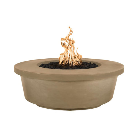Tempe 48 Inch Match Light Round GFRC Concrete Propane Fire Pit in Brown By The Outdoor Plus