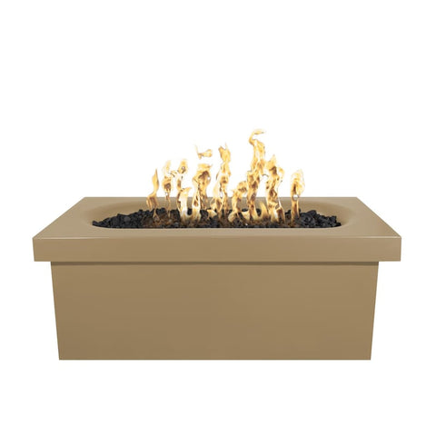 Ramona 60 Inch Match Light Rectangular GFRC Concrete Propane Fire Pit Table in Brown By The Outdoor Plus
